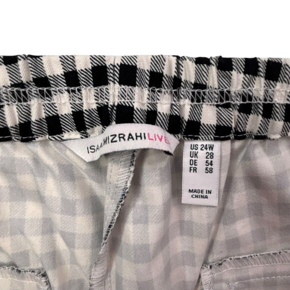Isaac Mizrahi Live Womens Plus 24W Gingham Stretch Elastic Waist Pull-On Pants - Picture 6 of 16